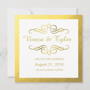 Glam Wirbel Geblüht Gold Foil Save the Date