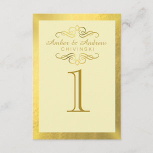 Glam Wirblen Geblüht Gold Foil Table Cards  Elfenb Einladung