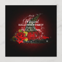 Glam Witch Hat Lacy Black & Red Sparkle Party