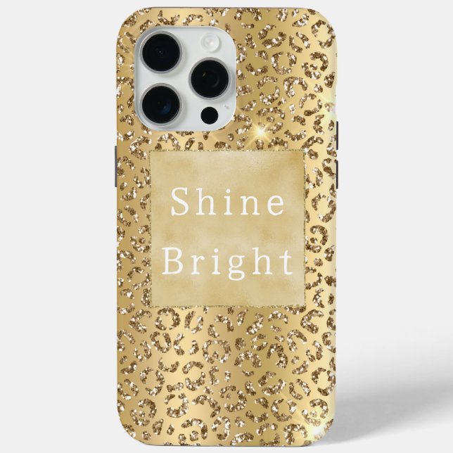 Glam Yellow Glitzer Leopard Case-Mate iPhone Hülle (Rückseite)
