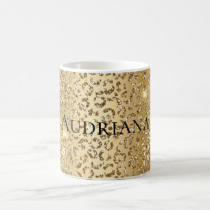Glam Yellow Glitzy Glitzer Leopard Kaffeetasse