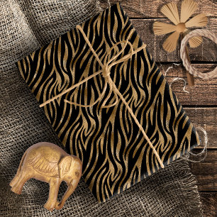 Glam Zebra Streifen Muster Schwarze Gold ID1151 Geschenkpapier
