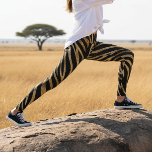 Glam Zebra Streifen Muster Schwarze Gold ID1151 Leggings
