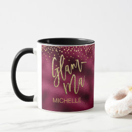Glamma Glamour Oma Burgund Fossilienfels Goldname Tasse