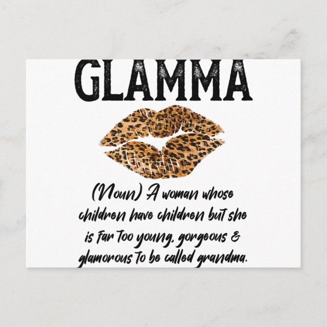 Glamma Leopard Lips Kiss- Glam-Ma Beschreibung- Wo Postkarte (Vorderseite)