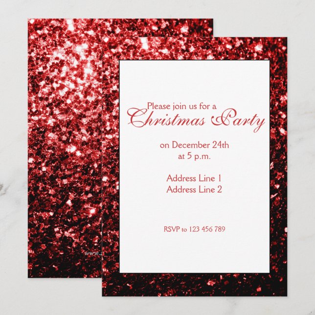 Glamor Red scintille Noël Invitation (Devant / Derrière)