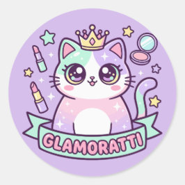 Glamoratti Katze Runder Aufkleber