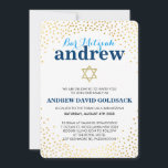 GLAMOROUS BAR MITZVAH rustikale Goldkonfetti blau Einladung<br><div class="desc">HINWEIS - der glänzende Goldeffekt ist ein gedrucktes BildEin niedliches Konfetti, Polka Dot Design mit Goldfolie suchen Sie nach den BAR MITZVAH INVITATIONS Ihres Kindes. Wow Ihre Freunde und Familie mit dieser kleinen Zahl .D Setup als Vorlage ist es einfach für Sie, Ihre eigenen Daten hinzufügen, Ihr Foto hinzufügen oder...</div>