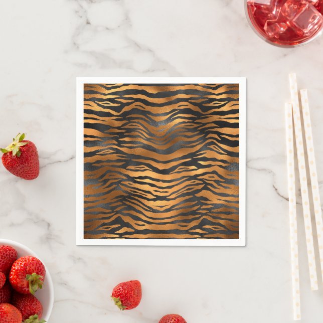 Glamorous Black Brown Tiger Serviette (Beispiel)