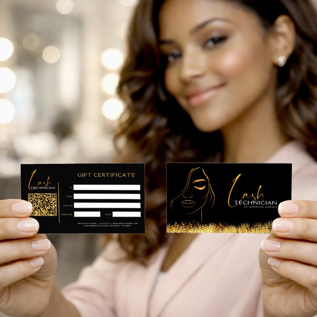 Glamorous Black & Gold Lash Tech  Gift Certificate (Von Creator hochgeladen)