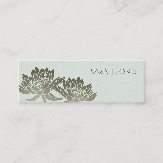 GLAMOROUS BLAUE SILVER LOTUS BLUE LOTUS FLORAL ADR MINI VISITENKARTE (Vorderseite)