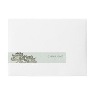 GLAMOROUS BLAUE SILVER LOTUS FLORAL MONOGRAMM Rundum-Adressaufkleber