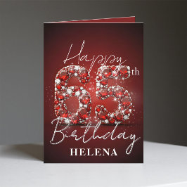 Glamorous Burgundy Red Jewel Bling 65th Birthday Karte