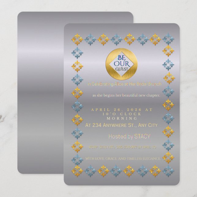 Glamorous Editable Border Wedding Ann Einladung (Vorne/Hinten)