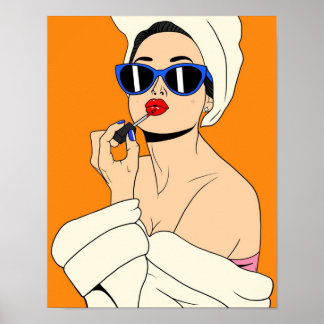 Glamorous Girl black hair Poster