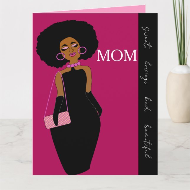 Glamorous Glam African American Mother Birthday Karte (Vorderseite)