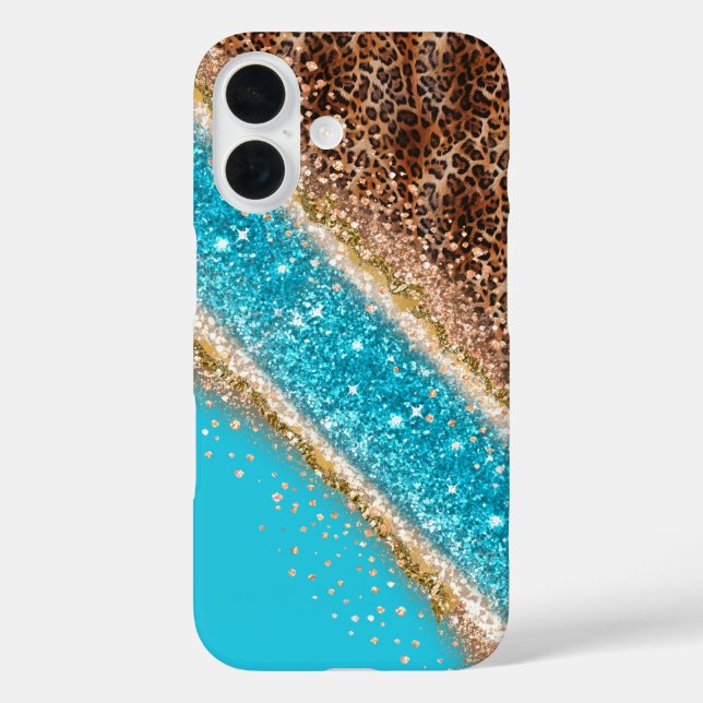 Glamorous Glitter Leopard Phone Case Design (Rückseite)