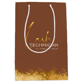 Glamorous Gold & Brown Lash Tech Mittlere Geschenktüte