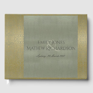 GLAMOROUS GOLD VELVET GRAU MOSAIC DOT PERSONALISIE GÄSTEBUCH
