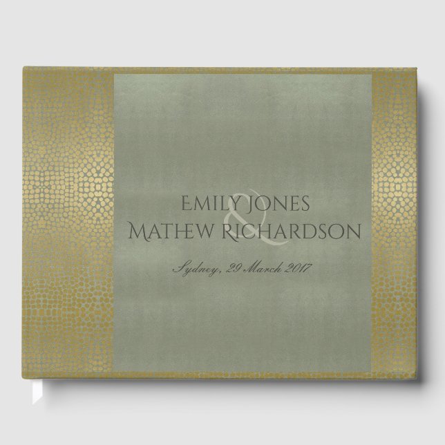 GLAMOROUS GOLD VELVET GRAU MOSAIC DOT PERSONALISIE GÄSTEBUCH (Vorderseite)
