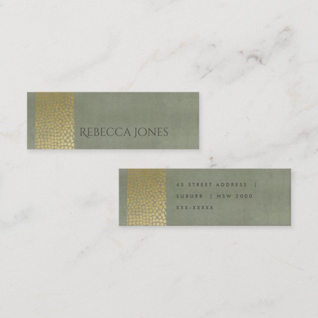 GLAMOROUS GOLD VELVET GRAU MOSAIC DOTS ADRESSE MINI VISITENKARTE (Vorne/Hinten)