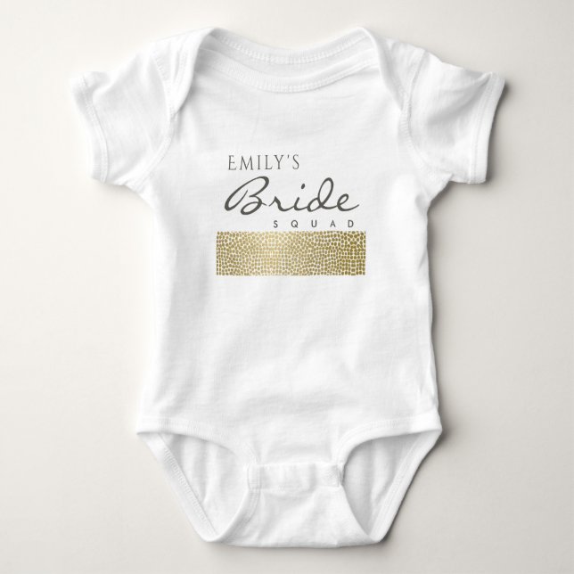 GLAMOROUS GOLD WHITE MOSAIC BRIDE SQUAD MONOGRAMM BABY STRAMPLER (Vorderseite)