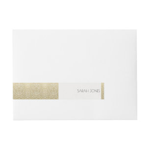 GLAMOROUS GOLD WHITE MOSAIC DOTS MONOGRAMM Rundum-Adressaufkleber