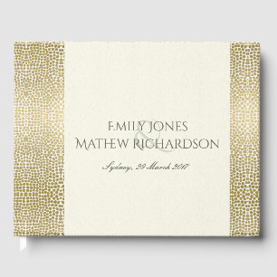 GLAMOROUS GOLD WHITE MOSAIC DOTS PERSONALISIERT GÄSTEBUCH