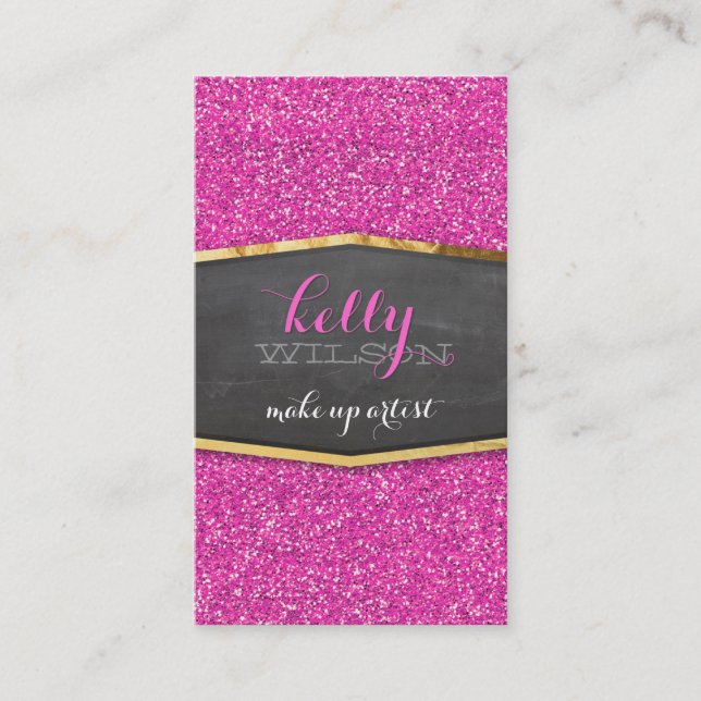 GLAMOROUS Goldfolie eleganter, feiner rosa Glitzer Visitenkarte (Vorderseite)
