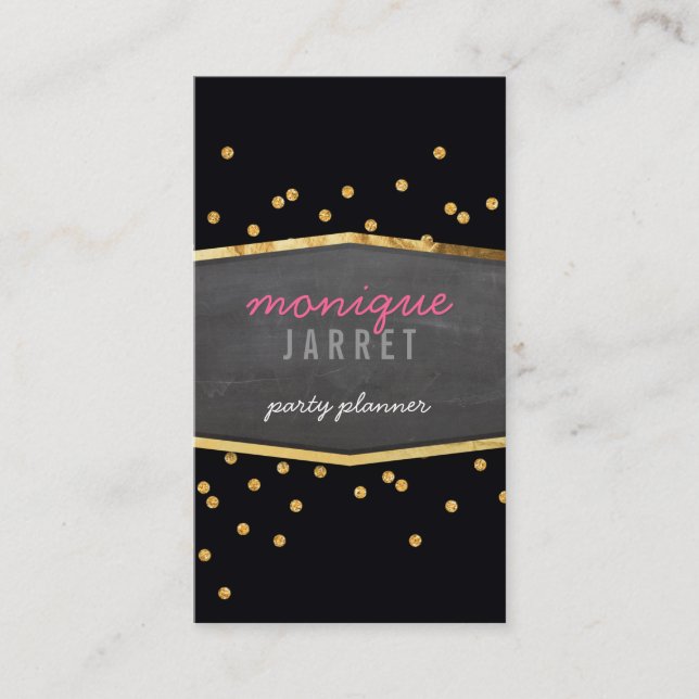 GLAMOROUS Goldfolie Glitzer Konfetti, modern schwa Visitenkarte (Vorderseite)