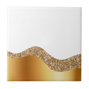Glamorous Light Brown White Waves Elegant Deluxe Fliese