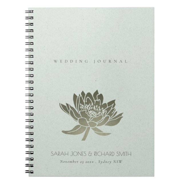 GLAMOROUS PALE BLUE SILVER LOTUS FLORAL WEDDING NOTIZBLOCK (Vorderseite)
