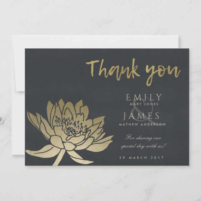 GLAMOROUS PALE GOLD BLACK LOTUS FLORAL DANKE (Vorderseite)