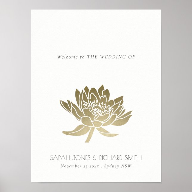 GLAMOROUS PALE GOLD WHITE LOTUS BLUMENWEDD POSTER (Vorne)