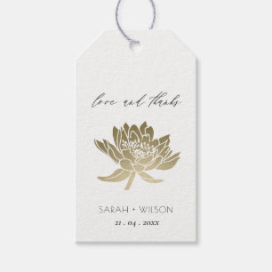 GLAMOROUS PALE GOLD WHITE LOTUS FLORAL MONOGRAMM GESCHENKANHÄNGER