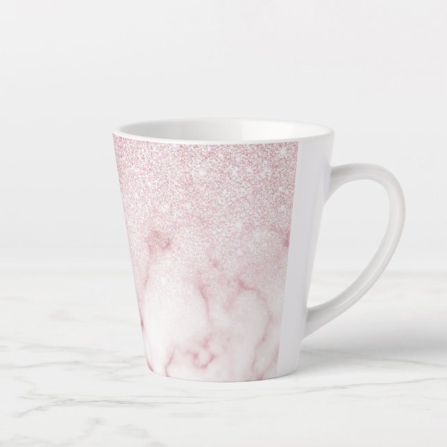 Glamorous Pink White Glitter Marble Gradient Schat Milchtasse (Rechts)