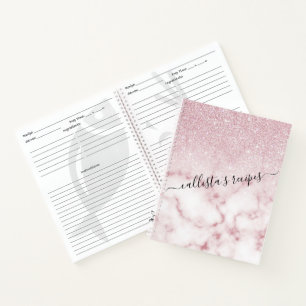 Glamorous Pink White Glitter Marble Gradient Schat Notizbuch