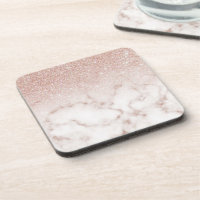 Glamorous Rose Gold White Glitter Marble Gradient