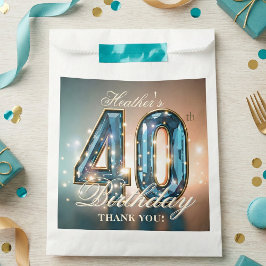 Glamorous Teal Blue Faceted Gemstone 40th Birthday Geschenktütchen