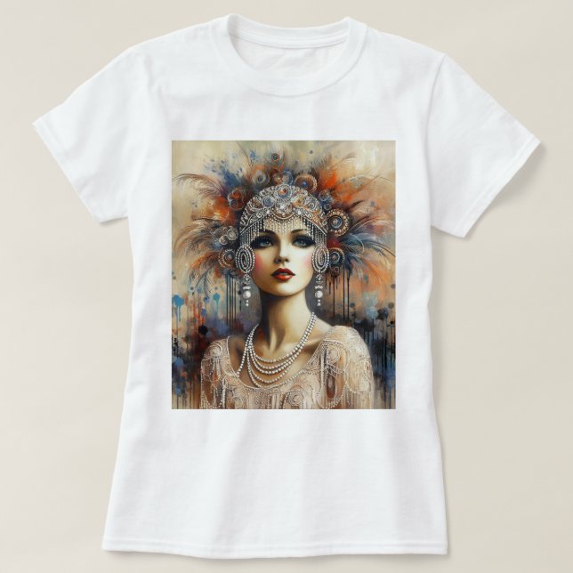 Glamour 1920er Flapper Girl Portrait No.100 T-Shirt (Design vorne)