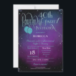Glamour 40. Geburtstag Verziertes Script Lila Part Einladung<br><div class="desc">Ihre Gäste werden wissen, dass sie bei Ihrer 40. Geburtstagsfeier für einen glamourösen Abend einstehen. Mit diesem Design dekorativer aquamariner Imitate Glitzer-Typografie für den Hauptkopf, einem mystischen lila Hintergrund und ein wenig funkeln an den Rändern! Die Erholung des Textes kann leicht personalisiert werden. Wenn Sie gewollt haben, einen Schritt weiter...</div>