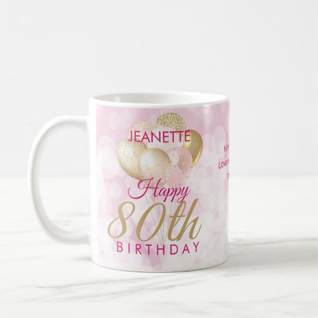 Glamour 80. Geburtstagsballon Kaffeetasse (Links)