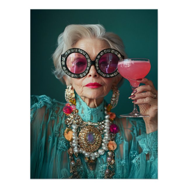 Glamour Ältere Frau Kühne Luxus Mode Poster (Vorderseite)