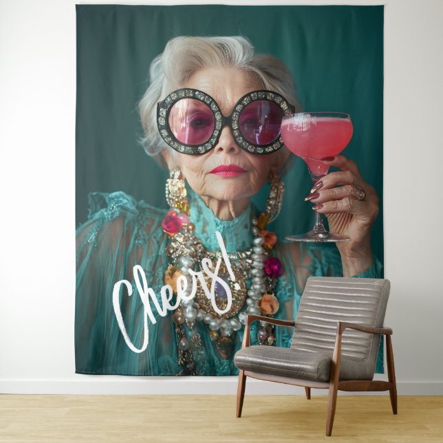 Glamour Ältere Frau Kühne Luxus Mode Wandteppich (Beispiel)