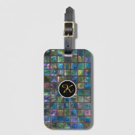 Glamour Aqua Tiles Custom Monogram Gepäckanhänger