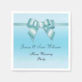 Glamour Aquamarin Bow & Ribbon House Erwärmung Serviette