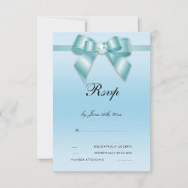 Glamour Aquamarin Bow & Ribbon RSVP Karte