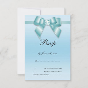 Glamour Aquamarin Bow & Ribbon RSVP Karte