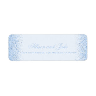 Glamour Baby Blue Glitzer Address Labels