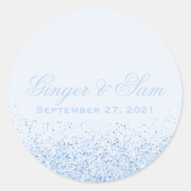 Glamour Baby Blue Glitzer Wedding Stickers (Vorderseite)